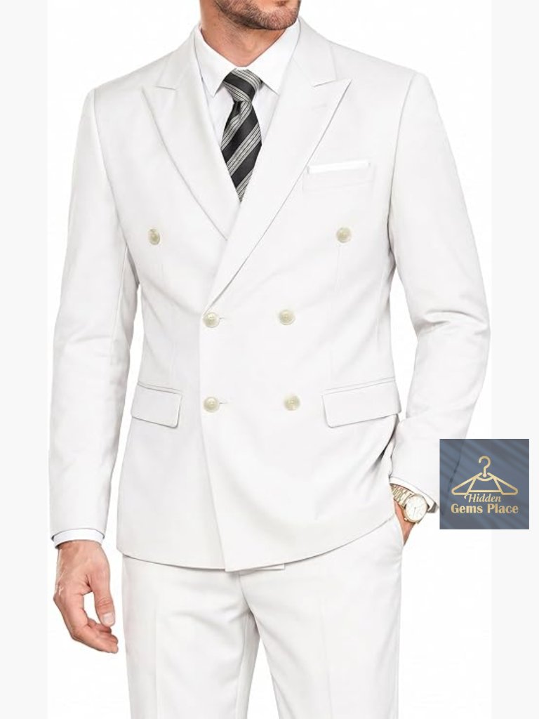 Men's Double Breasted Tuxedo Suit 2 Piece Set Slim Fit Wedding Prom
